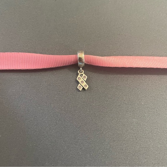 Pandora Retired Breast Cancer Awareness Pink Sterling Silver Dangle Charm - Picture 2 of 4